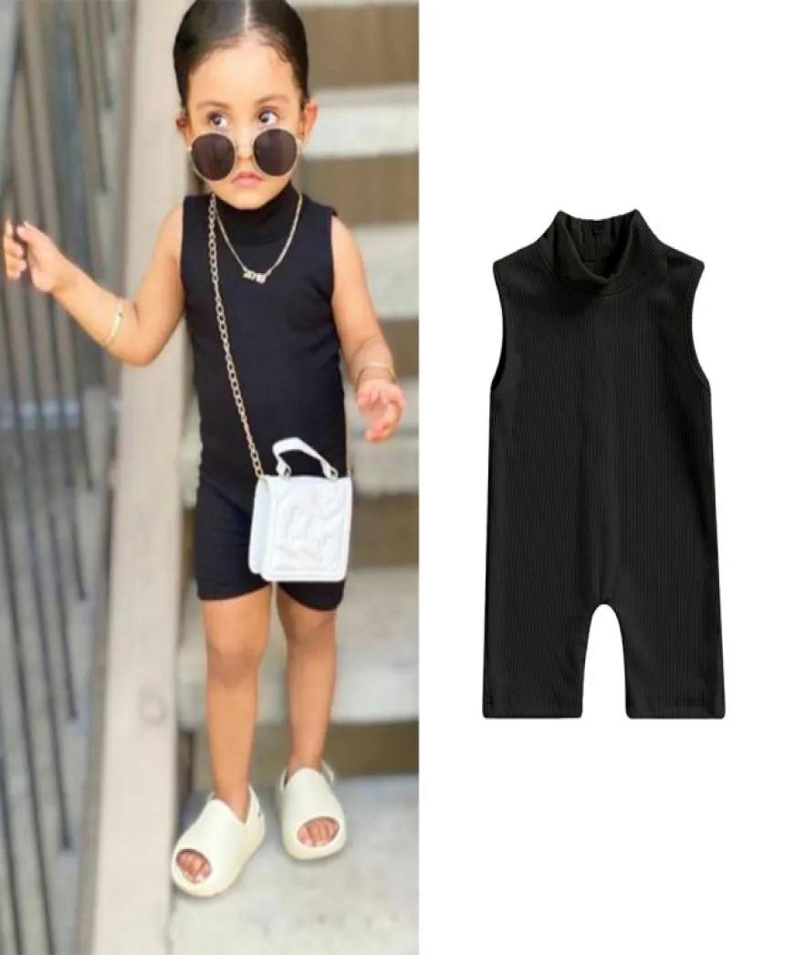 Zomer Baby Jongens Meisjes Rompertjes Mouwloze Romper Jumpsuit Geribbelde Effen Rug Rits Body One Piece8924398