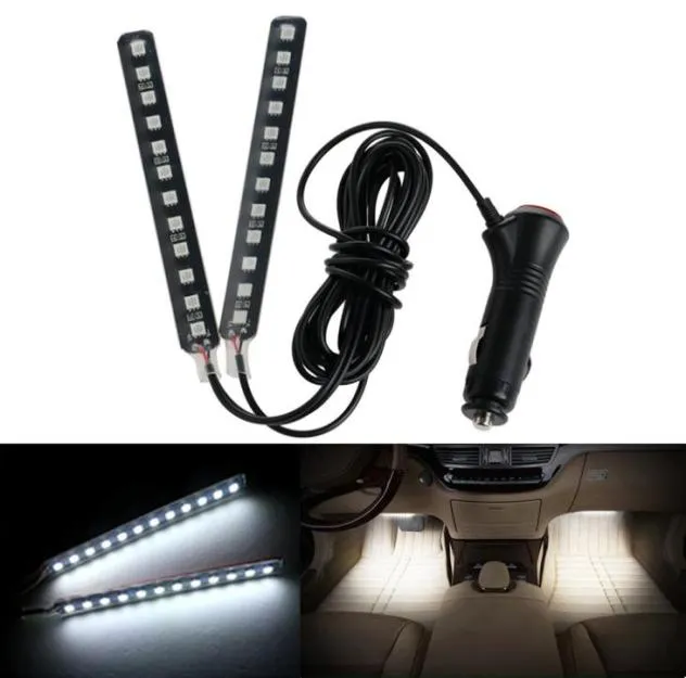 12 LED voiture SUV intérieur plancher plancher décoratif atmosphère lumière néon bandes voiture intérieur lumière White7949883