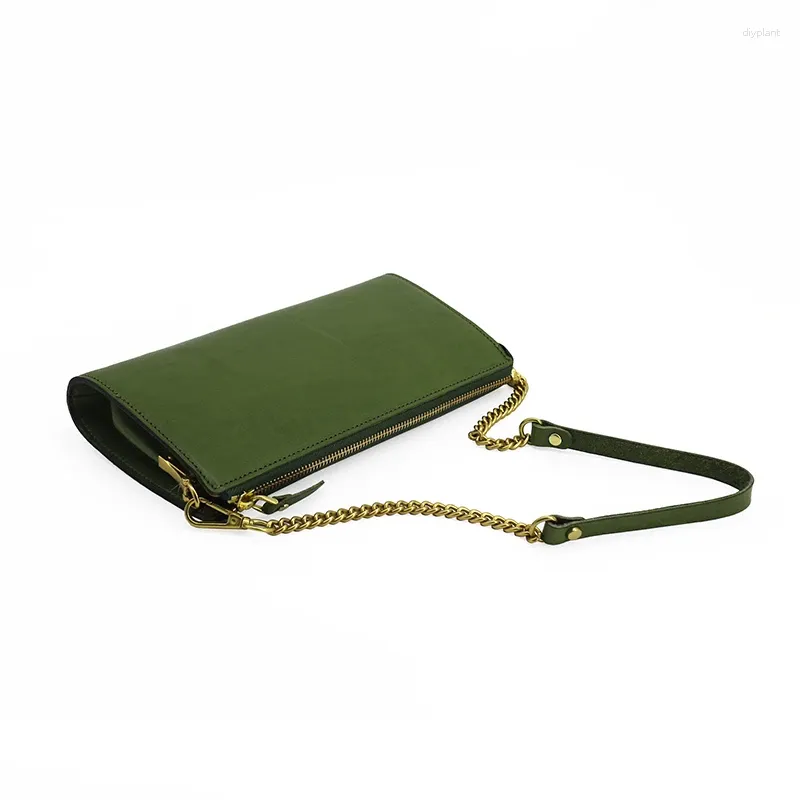 Sacos de noite Senhora Moda Namoro Pacote Genuíno Couro Retro Feminino Cadeia Axila Celular Pacote Mensageiro Crossbody Bag Bolsa de Ombro