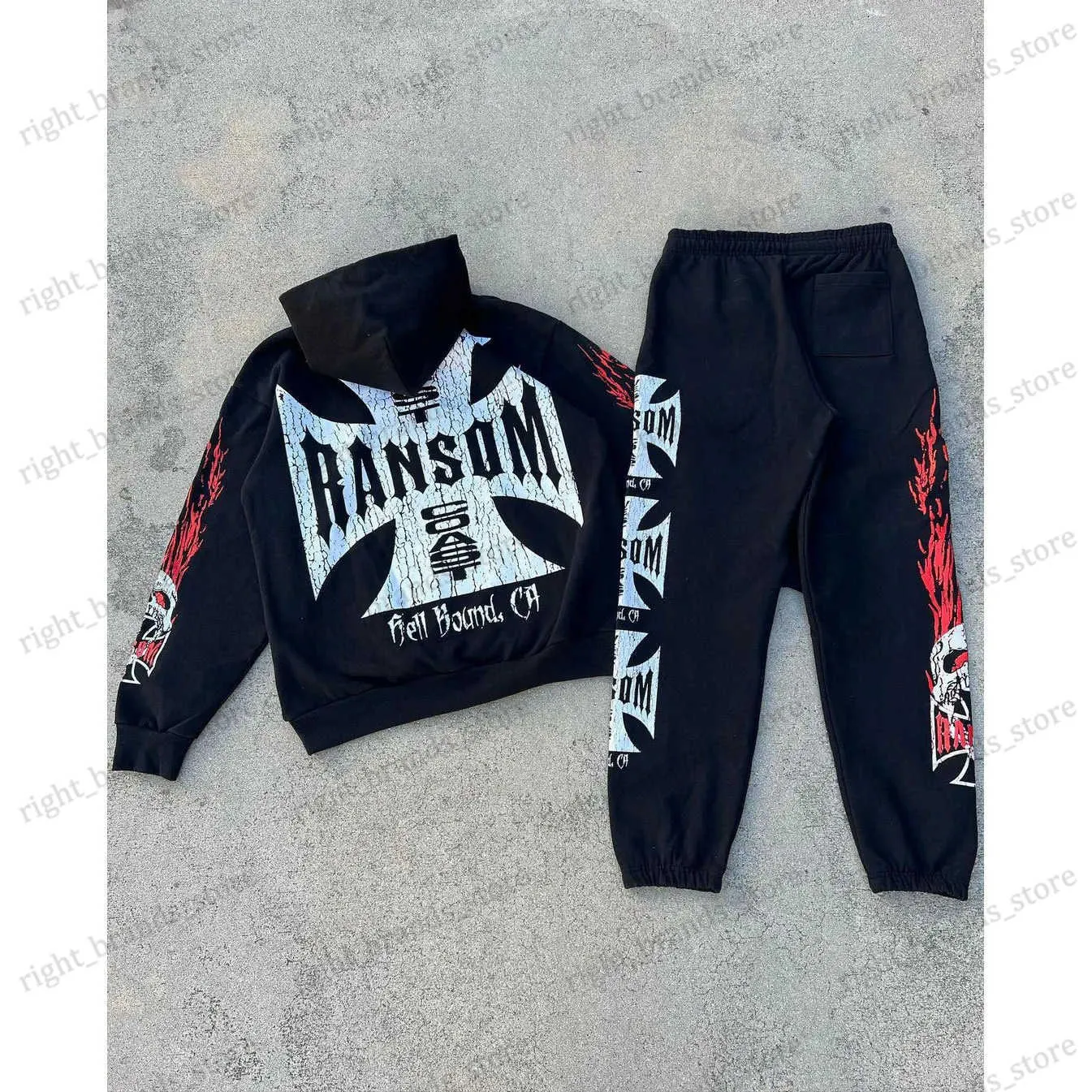 Erkek Trailsits 2023 İlkbahar ve Sonbahar Gotik Baskı Erkek ve Kadın Hip Hop Hoodie Set Yeni Street Giyim Takip Erkek Y2K Giysileri Komik Katlar T240122