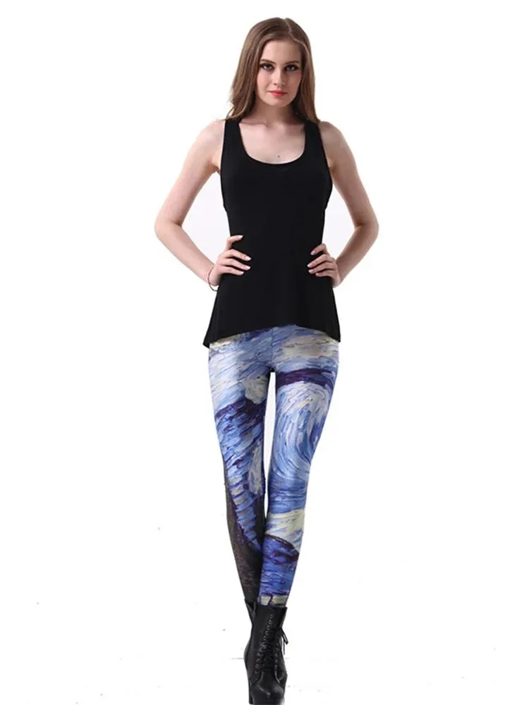 Capris Top Quality Women Galaxy Adventure Time Rainbow Cloud Black Green Mermaid Printed Leggings Black Milk Leggins Summer