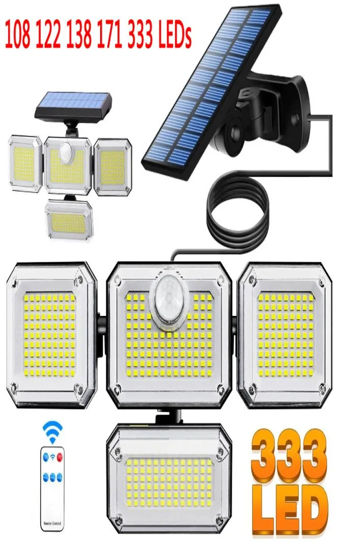 LEDソーラーウォールライト屋外モーションセンサーヒューマン誘導調整可能なヘッドIP65防水リモートコントロールストリートガーデンランプ108 8104024