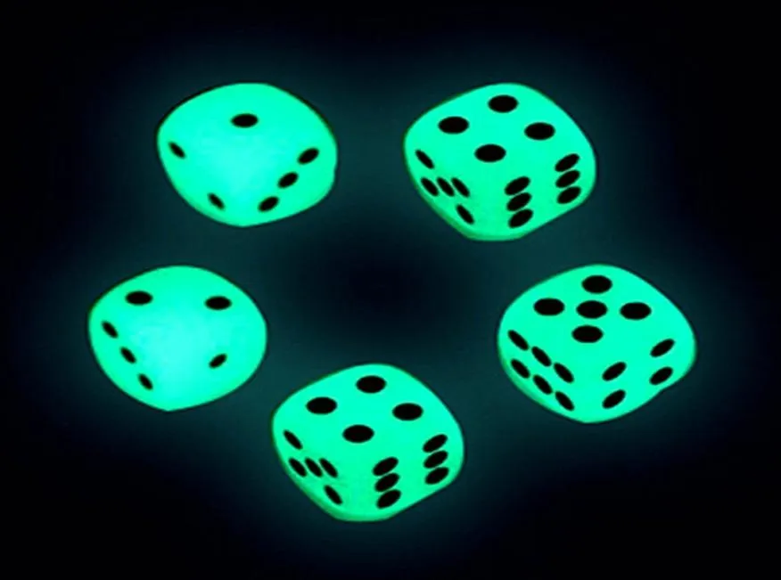 14mm Luminous Dice D6 6 Sided Glowing Dices Glow Dark Bosons Noctilucent Cubes Drinking Games Funny Pub Bar Game Toys Good H6655897