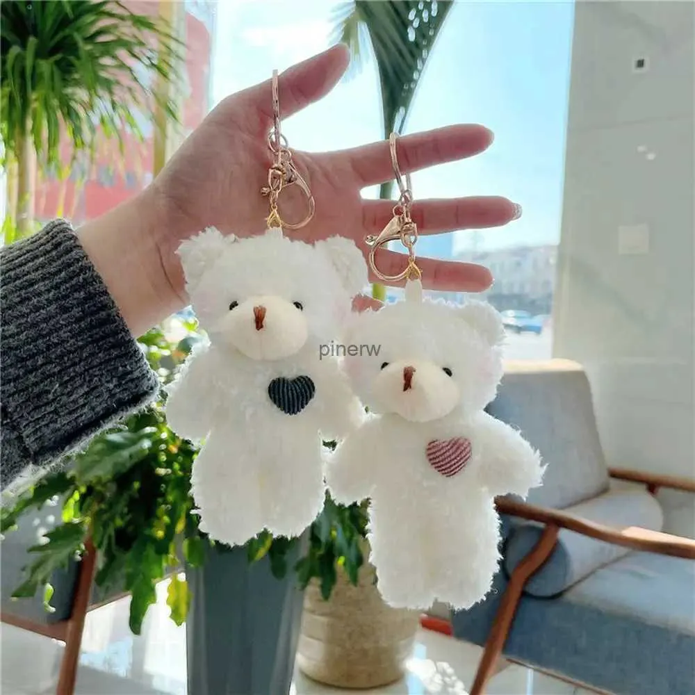 Plush Dolls Kawaii 11cm Soft Teddy Bear Keychain Plush Rabbit Pendant Keychain DIY Trinket Kids Stuffed Animal Toys Bag Car Accessories