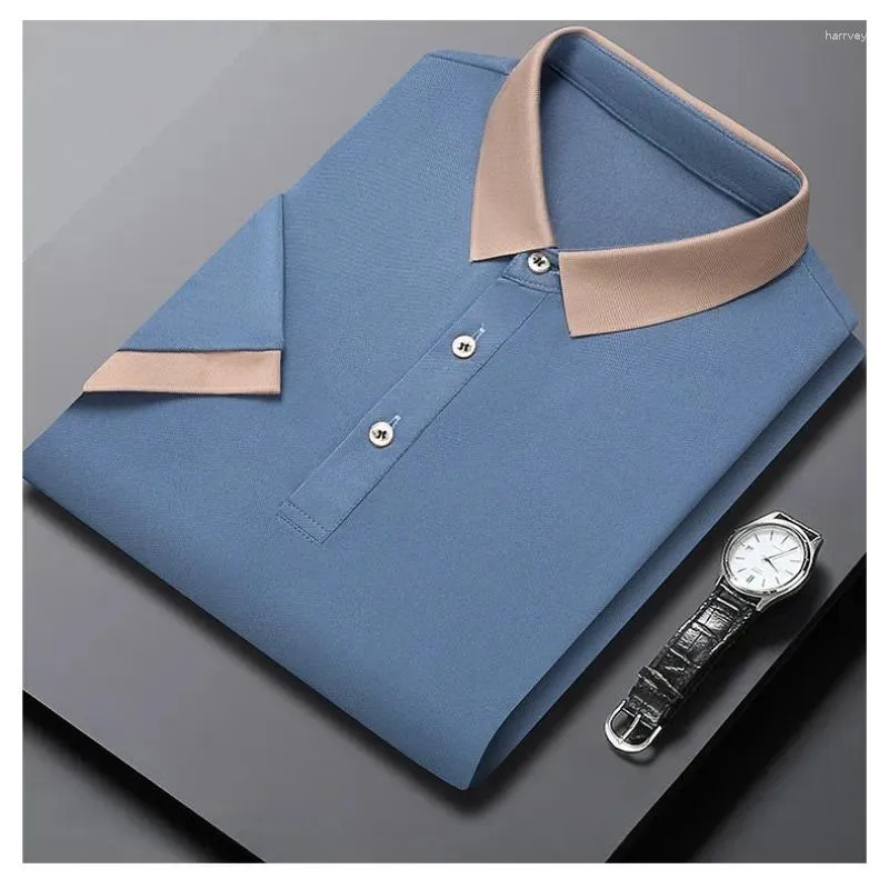 Herenpolo's 6 Kleuren! 2024 Zomer Effen Poloshirt Slim Fit Business Hoge Kwaliteit Casual Ademend T-shirt Top Korte Mouw Tees