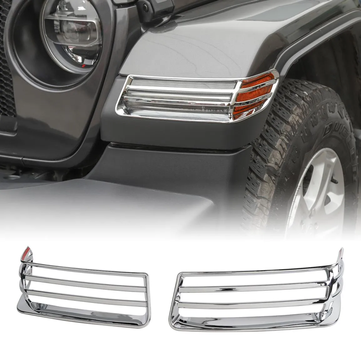 ABS Silver Wheel Eyebrow Lampshade Protection Headlight Trim Cover For Jeep Wrangler Sahara JL 2018 Car Accessories4372169