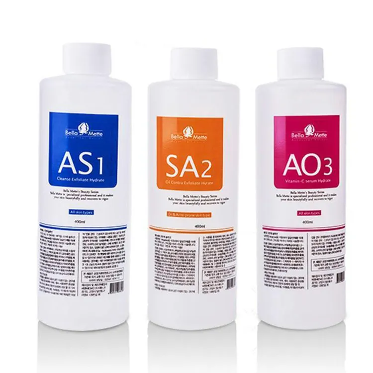 AS1 SA2 AO3 Aqua Peeling Çözümü Şişe Başına 400ml Hydra Dermabrazyon Yüz Temiz Yüz Temizliği Siyah Kırığı İhracat Sıvı Onarım