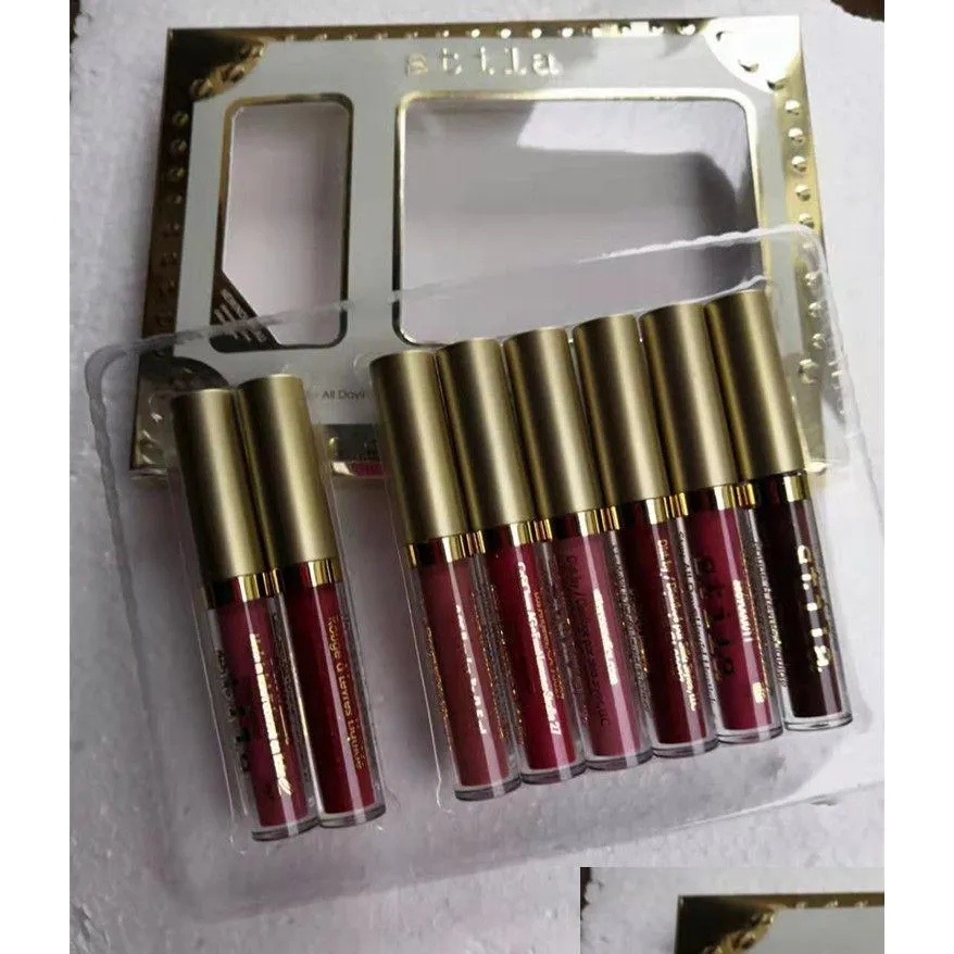 Lipgloss Met sterren bezaaide acht blijven alle dagen Vloeibare lippenstiftset 8 stks / doos en 6 stks / doos Langdurige romige glans Stila Drop Delivery Dh6R1