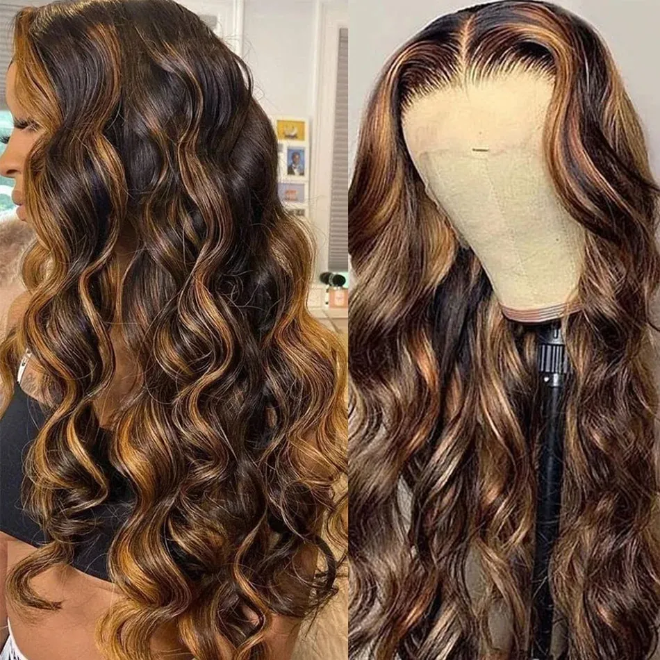 13x6 Highlight HD Lace Frontal Wigs for Women Body Wave Lace Closure Wig Human Hair Pre Plucked 13x4 Honey Blonde Lace Front Wig