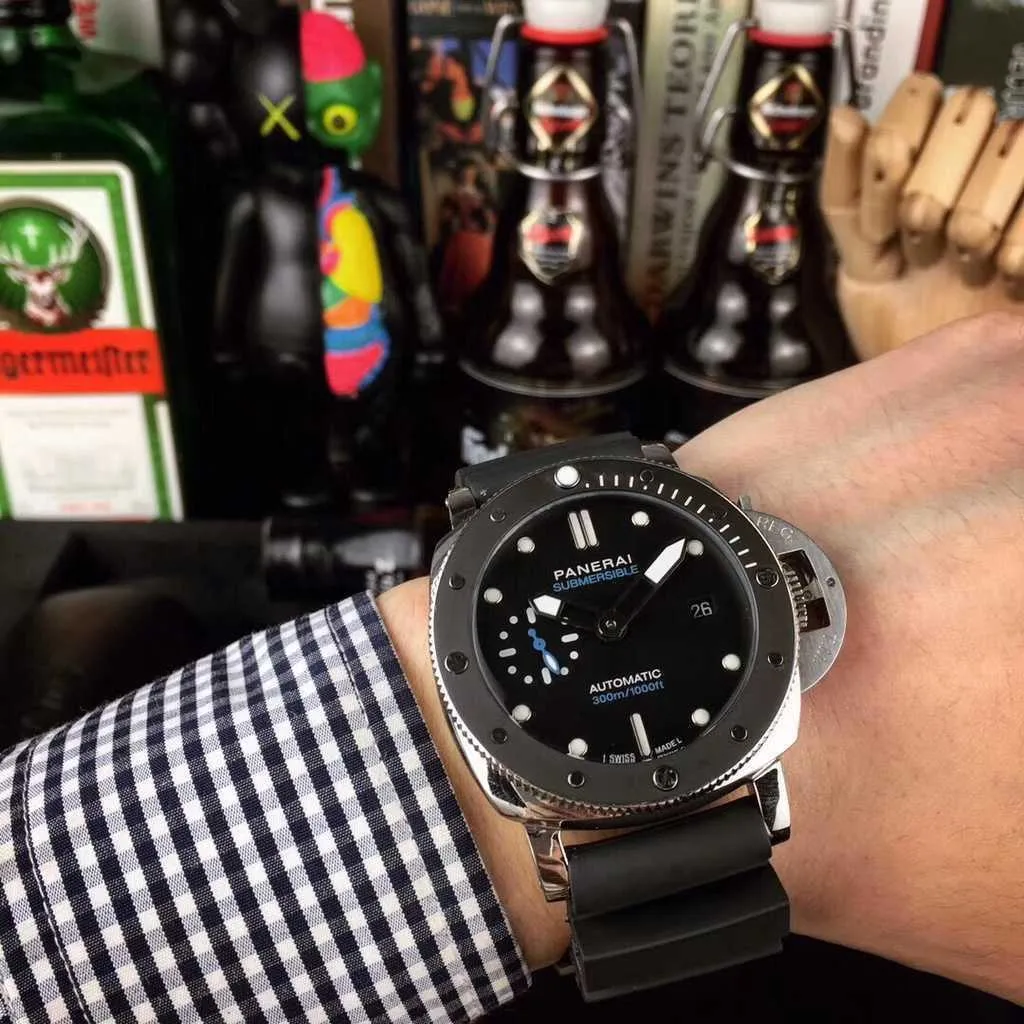 Mechanical Watch Designer Wristwatch for Men Automatic Sapphire Mirror 47mm 13mm Rubber Watchband