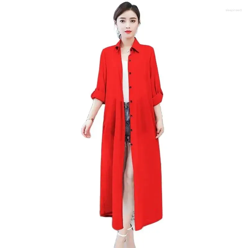 Women's Blouses 2024 Sunscreen Clothing Summer Thin Long Style High Grade Western Fairy Chiffon Cardigan Casual Fashion Shirt