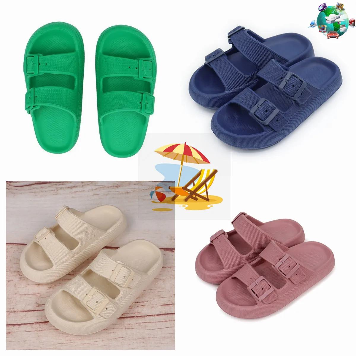 2024 Designer's New Platform Slippers Men's Women's Anti slip Sandals Leather Super Soft Sole Flat Shoes Outdoor Black Pink Beach Slippers