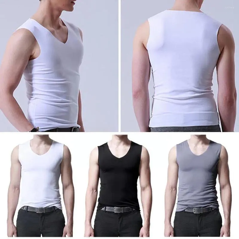 Men's Tank Tops Ice Silk Vest Sleeveless T Shirts Top Undershirts Seamless Thin Breathable Outer Sport Casual W G4N6