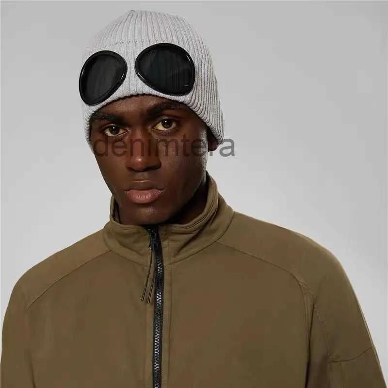 Bonnet CP Bonnet Company Hommes Chapeau Deux Caps Caps Hiver Chapeaux tricotés Lunettes Lunettes Hommes Caps Bonnets Skull Outdoor Femmes Uniesex Noir Gris P48q # NU4G