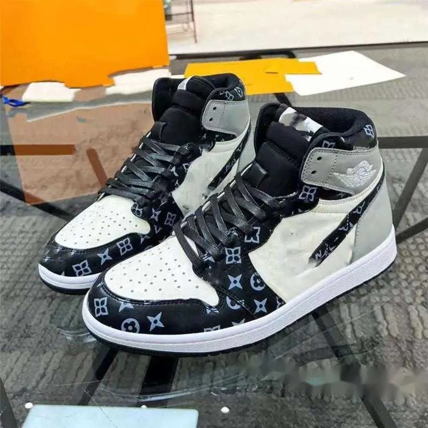 Highest quality High Basketball Jumpman Shoes Sneaker Virgil Trainer Casual Calfskin Leather Abloh White Green Red Blue Letter Overlays Platform