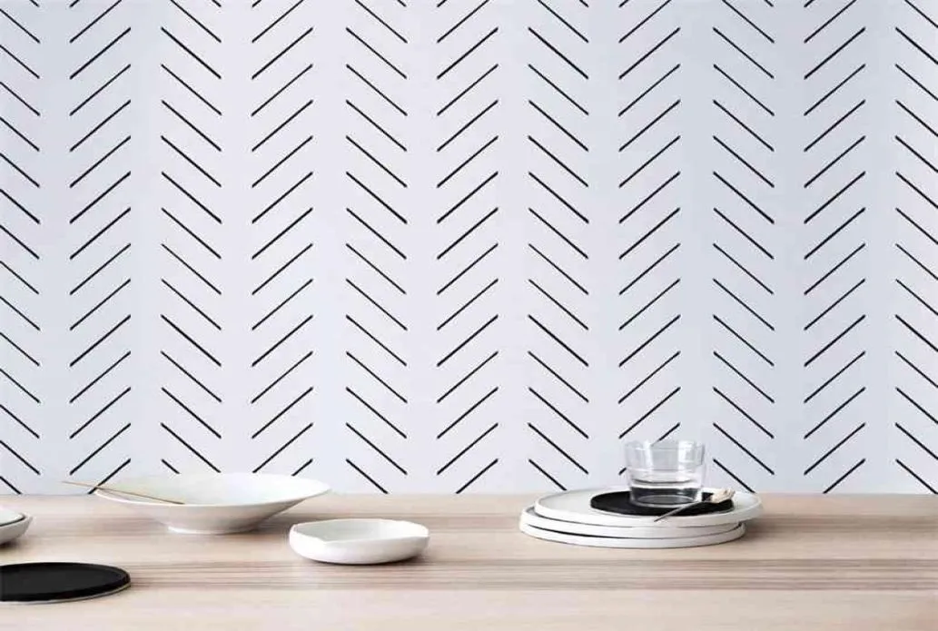 Modern delicate herringbone wallpaper in black and white Scandinavian design removable nonwoven wallpaper PW200606011 2107225218823