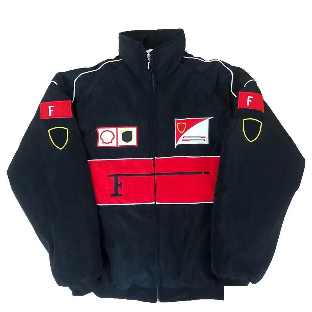 Homens camisetas Vestuário de motocicleta 2024 F1 Racing Terno Jaquetas Forma 1 Retro College Estilo Europeu Windbreaker Jaqueta de Algodão Fl Bordado WindProo Oturr E85K