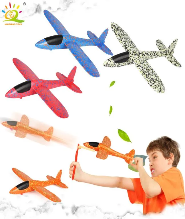 Avião de espuma com lançamento manual, 3837cm, com estilingue, planador voador, modelo de avião, brinquedos educativos ao ar livre para crianças, 20 peças, mistura 8775644