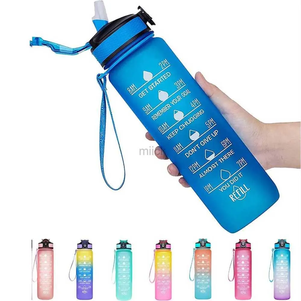 water bottle 1 Liter Water Bottle Change Color Sport Water Bottle Leakproof Bottles Drinking Outdoor Travel Gym Fitness Jugs Kitchen Big Cups 240122