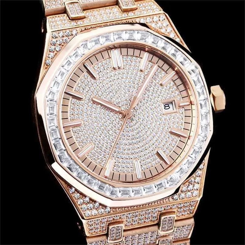 Luxe AP diamant glacé Mosonite peut passer le Test hommes montre-bracelet complète imperméable qualité supérieure à la main 40mm 904L