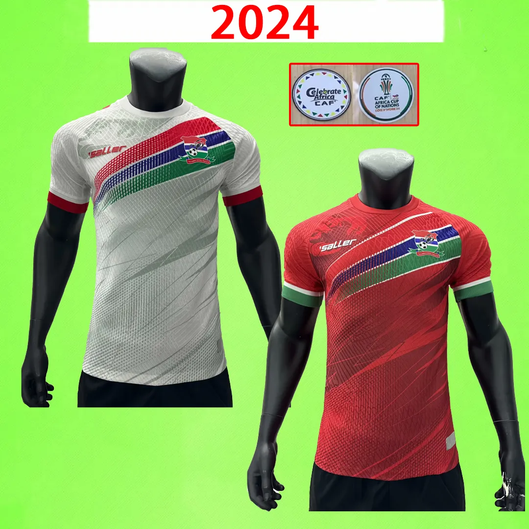 2025 Gambia Nationa Soccer Jerseys 23 24 25 Home Away Red White Player