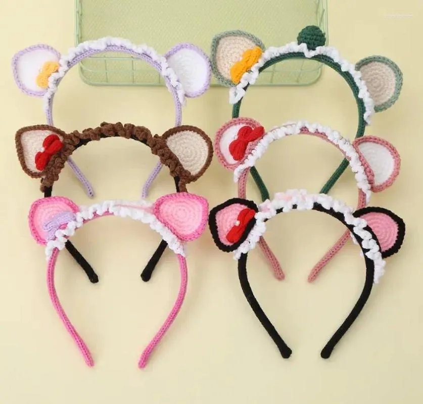 Party Favor 10pcs Crochet Knitted Headband Birthday Christmas Present Cute Cartoons Animal Ears Hair Bands Princess Costume Props