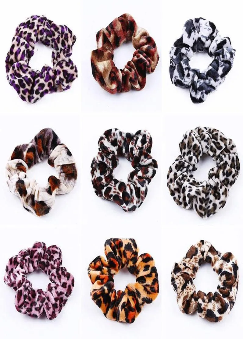 15 cores leopardo veludo scrunchies acessórios de cabelo para mulheres menina elástico anel de cabelo gravata rabo de cavalo titular borracha leopardo cabelo band1909988