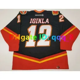 12 Iginla GH Jarome 34 Miikka Kiprusoff Vintage Flames Koho Throwback Hockey Jersey 25 Years 1980 1981 2005 2006 Patch Black Size S-4XL rare