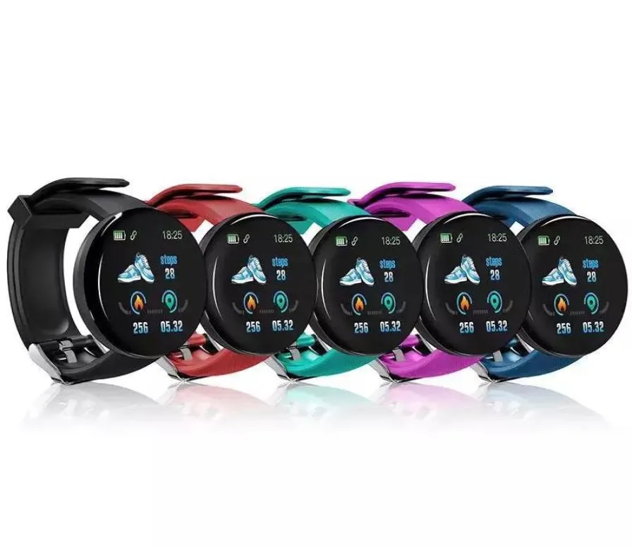 D18 montre intelligente hommes femmes tension artérielle ronde bracelet intelligent étanche Sport montre intelligente Fitness Tracker pour téléphone Android Ios8651411