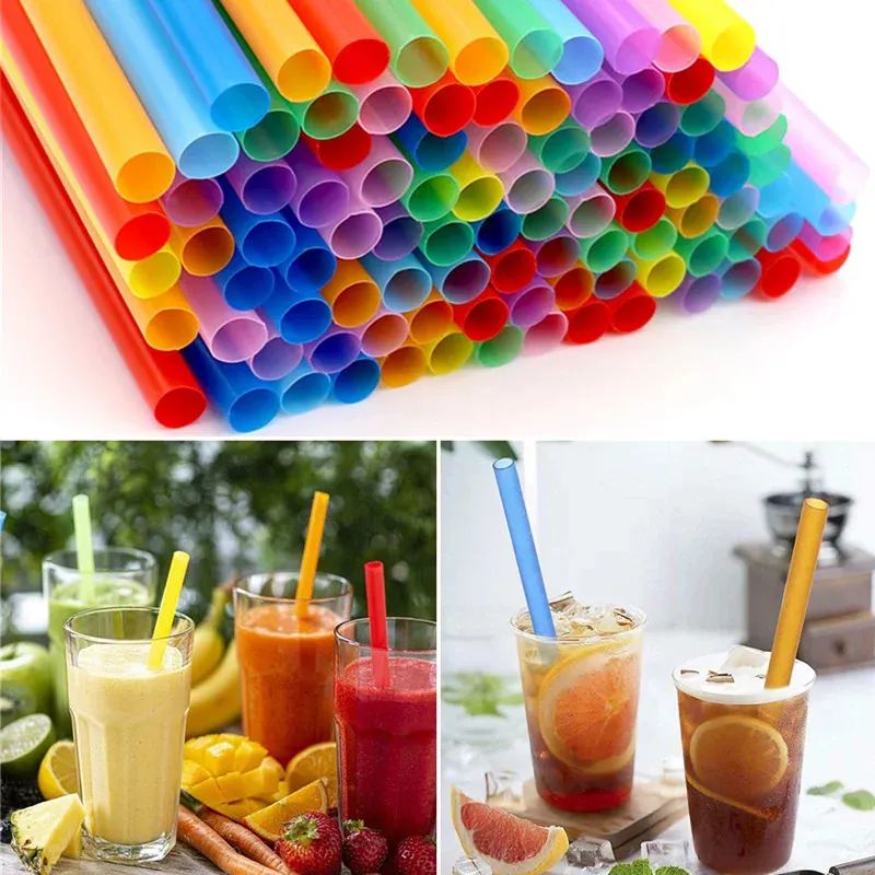 100 pezzi cannucce usa e getta grandi bevande colorate larghe tè al latte frappè succo di plastica bar accessori per bevande 240122