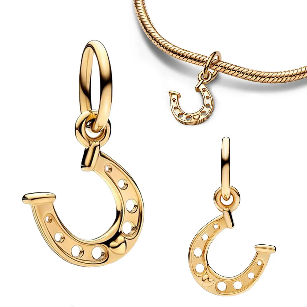 Ny Sterling Sier Lucky Horseshoe Dangle Charm Fit Original Armband Pendant Pärlor för kvinnor Fina DIY Pärla smycken gåva