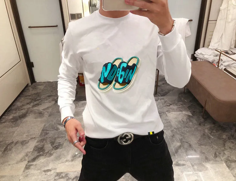 2024 Spring Autumn Geometric Letter Print Man's Hoodies Cotton Pullover Fashion Jackets O-Neck Long Sleeve Men's Sweatshirts HSCW017