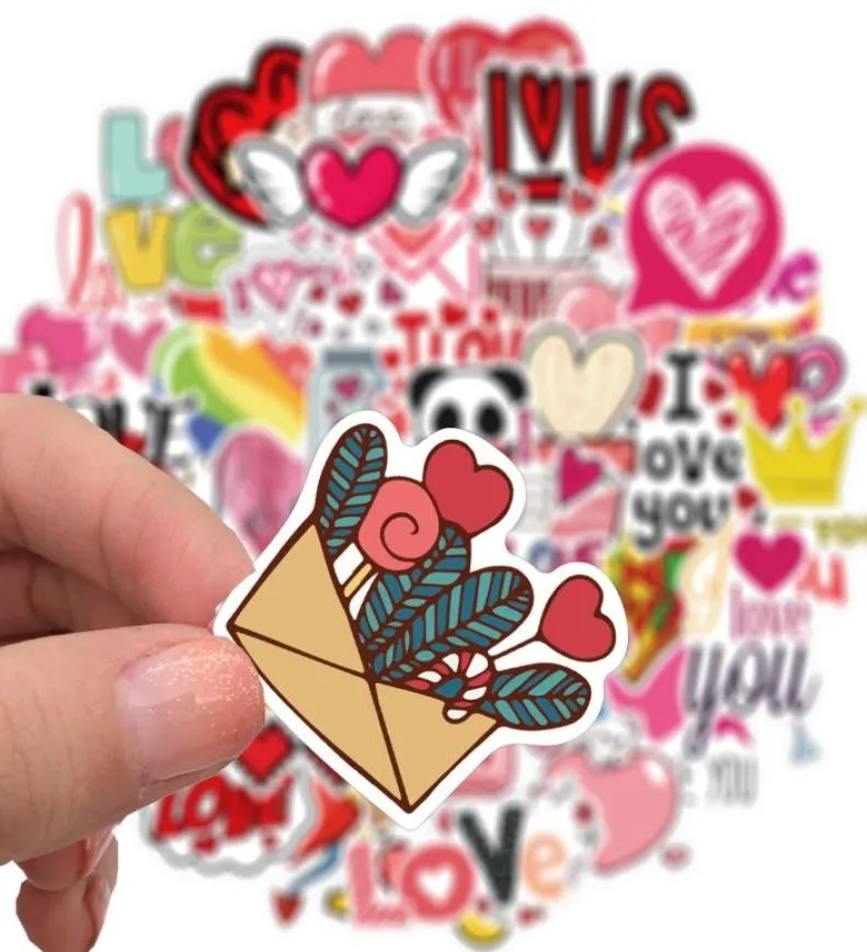 50pcs valentine039s Day Love Stickers Pack 비 랜덤 자동차 자전거 수하물 스티커 스케이트 보드 모터 워터 병 데칼 girlf5315161