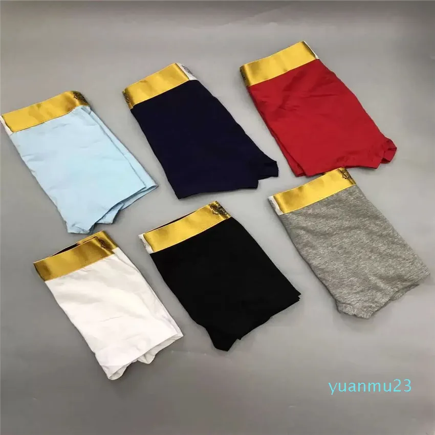 Mens underkläder Boxer Män Solid Color Letter Printing Underpants Bekväm bär tryckta korta byxor