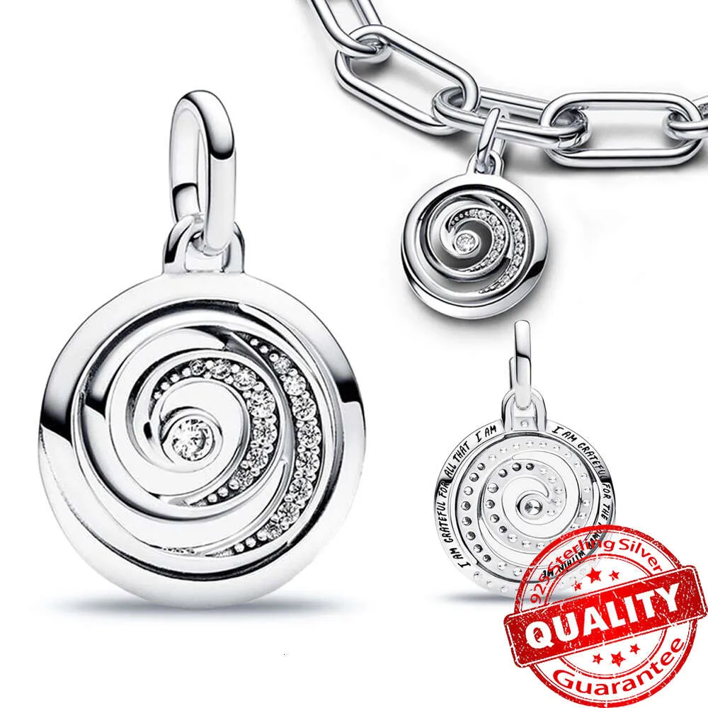 Me Series Gratitude Spiral Medallion Charm Fit Me Bracelet Mother Sterling Sier Jewelry 계절 추수 감사절 선물