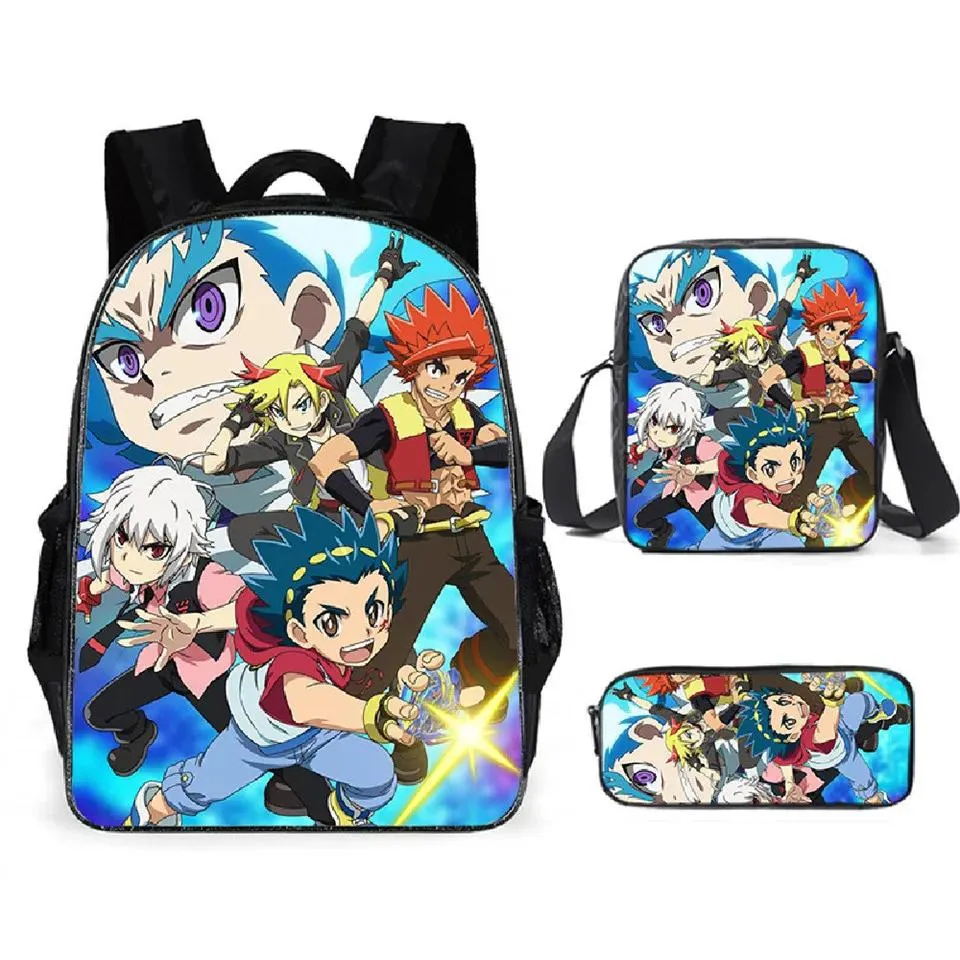 Tassen Anime Beyblade Burst Evolution 3 stks/set Rugzak 3D School Student Boekentas Reizen Laptop Dagrugzak Schoudertas Etui