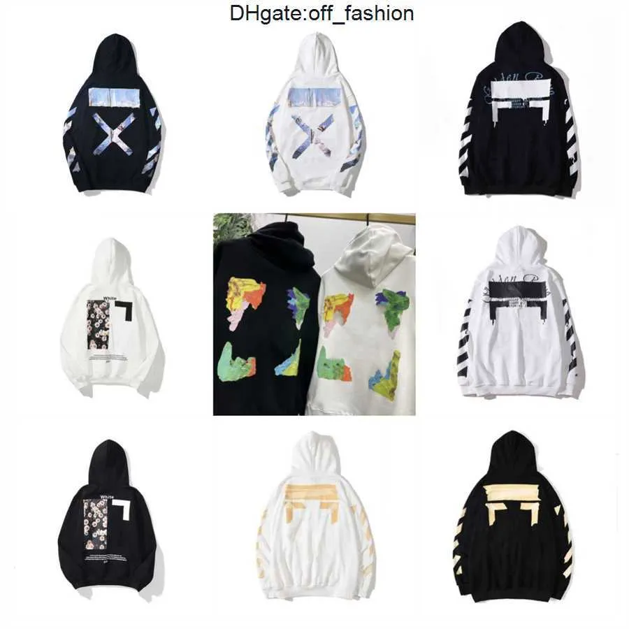 Offs Style Hoodie Черно-белые дизайнерские мужские модные толстовки с принтом пальцев Ow Brand Толстовка с капюшоном Oversize Женские дизайнерские Whitees 8QDI