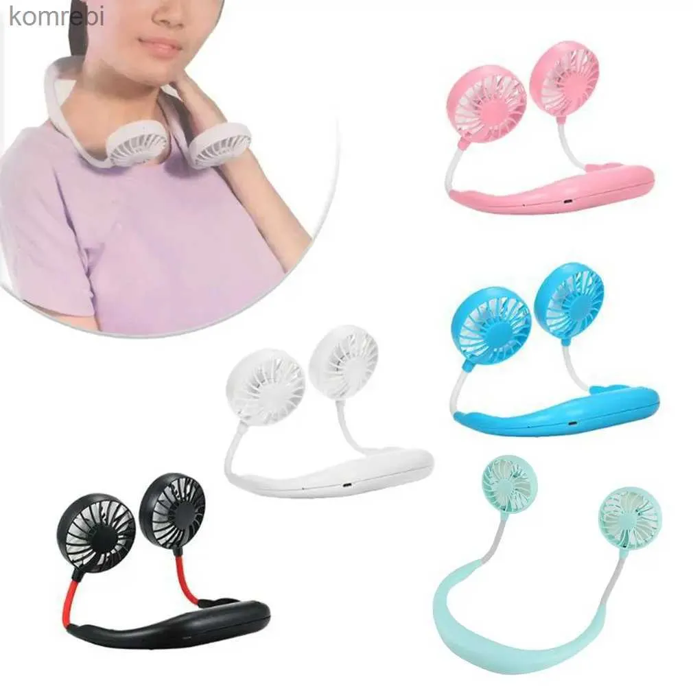 Electric Fans Halter Portable Lazy Sports Fan Mini Hanging Neck Fan USB RECHARGABLE Sports Manual Fan Air Cooler Mini Air Conditioner Outdool240122