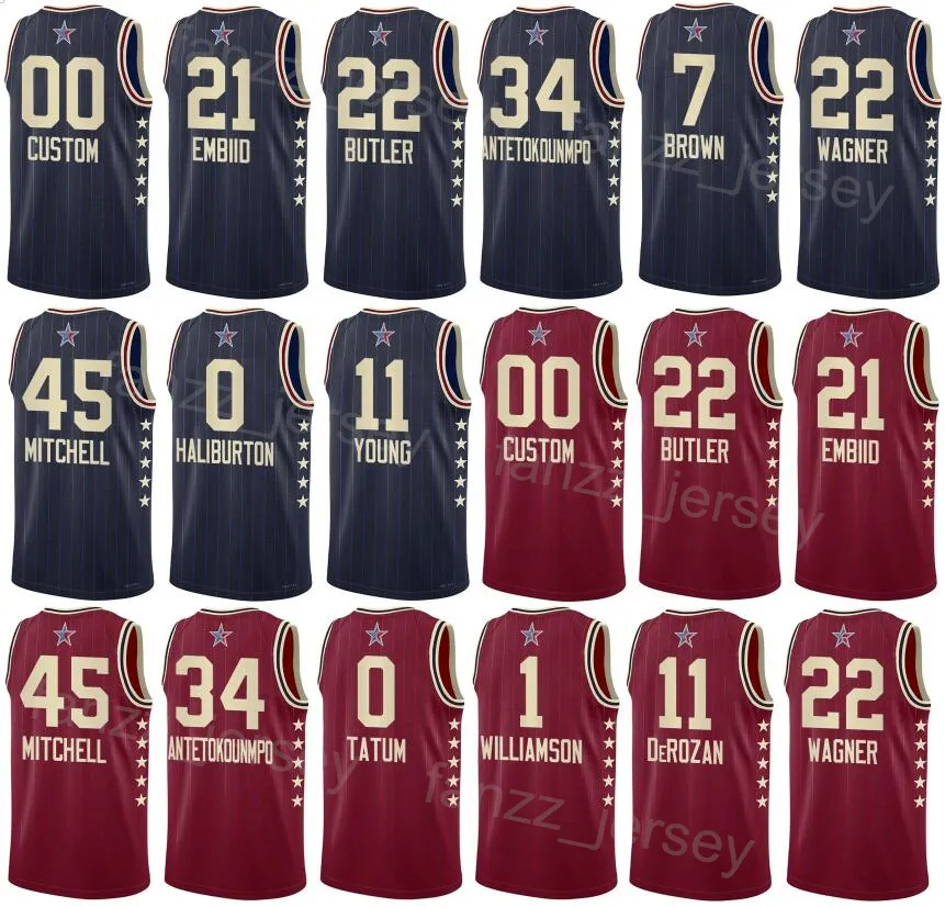 Maglia da basket stampata 2024 All-Star DeMar DeRozan Maglia 11 Bam Adebayo 13 Paolo Banchero 5 Donovan Mitchell 45 Tyrese Maxey 0 Jaylen Brown 7 Kristaps Porzingis 8 Maglia