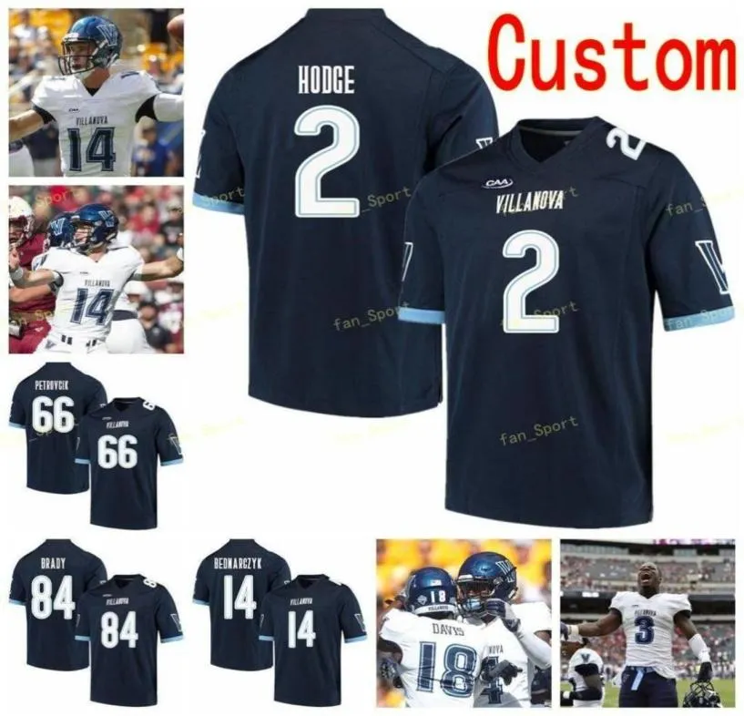 Camisetas universitarias Villanova Wildcats 2 Changa Hodge 20 Matt Gudzak 25 Aaron Forbes 10 Dez Boykin 12 Daniel Smith Fútbol personalizado cosido7170108