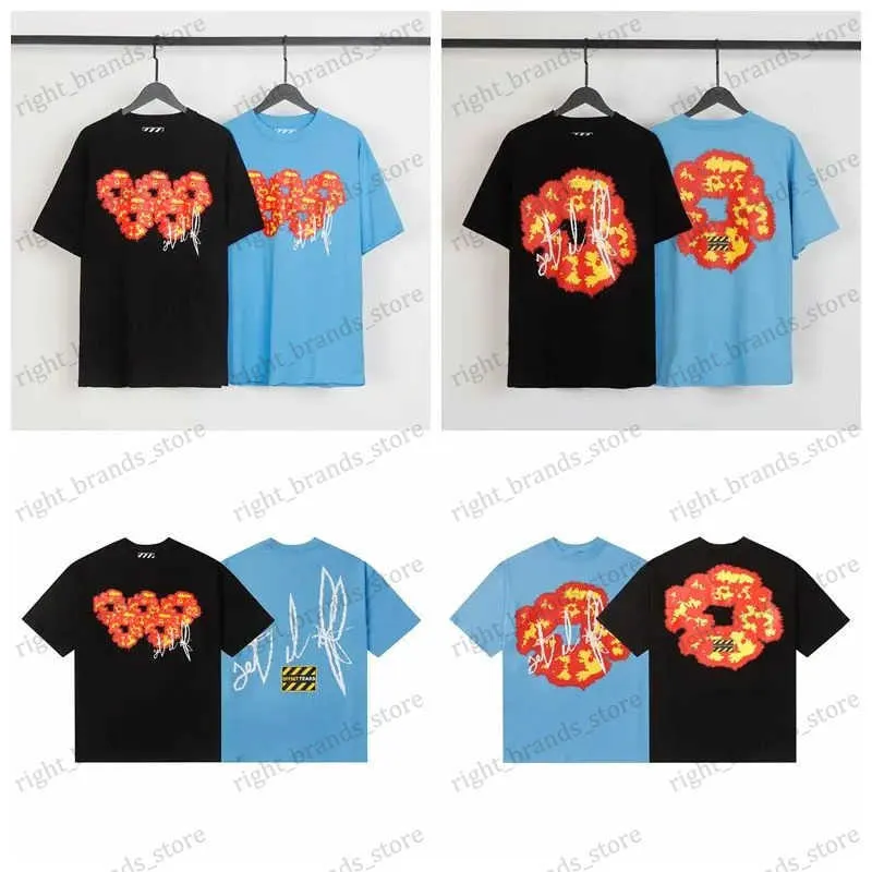 Herren-T-Shirts, hochwertige Schaumstoff-Flammen-Blumen-Baumwolle, Rundhals-Kurzarm-T-Shirt, Sommer, lässig, locker, Herren- und Damen-Vintage-Kleidung T240122