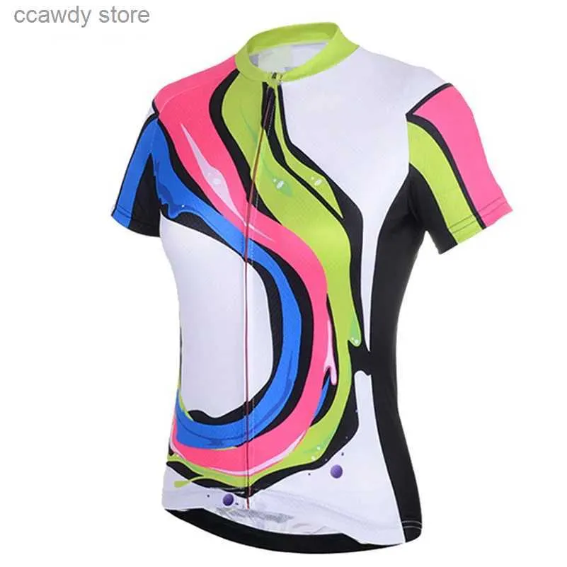 T-shirt da uomo Camicie da ciclismo Top 2023 Donna colorata estiva TOP Maglia da bici Camicia Indossare Maglie da bicicletta a maniche corte Sport Mtb Abbigliamento da esterno 2XS-5XLH24122