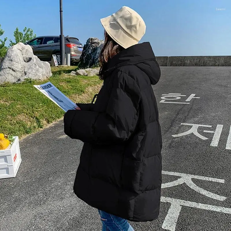 Mujer abajo otoño invierno chaqueta mujer ropa con capucha cálido abrigo de algodón grueso acolchado femenino suelto sólido parkas mujer prendas de vestir exteriores XXL Q5123