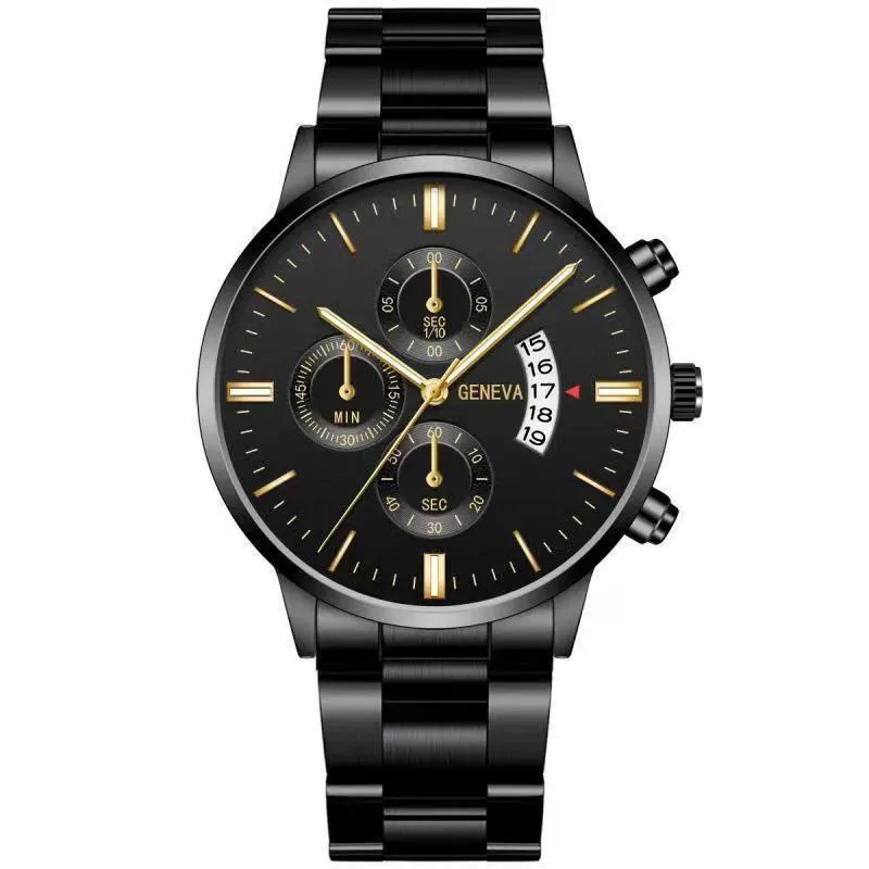 Модные мужские черные часы из нержавеющей стали, роскошные кварцевые наручные часы с календарем, мужские деловые часы для мужчин, часы Relogio Masculino
