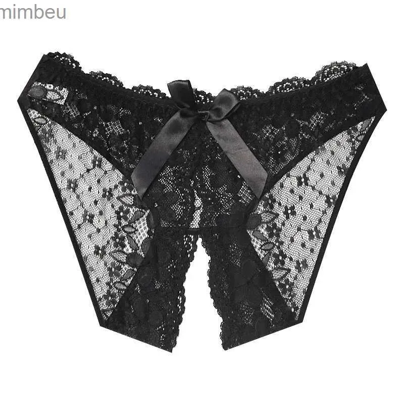 Sexy Set M/XL Transparent Women's Panties Lace Underwear Open Crotch Thongs Embroidery Sexy Lingerie Erotic Beaded G-Strings T-BackL240122