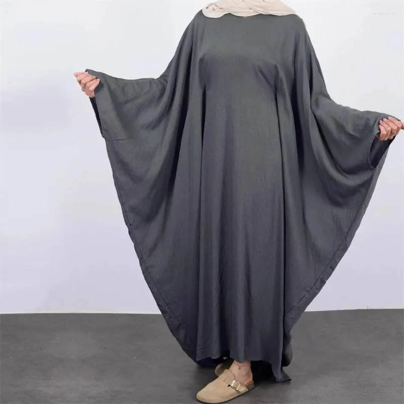 Etnik Giyim Kelebek Abaya Yüksek Kaliteli Nida Kadınlar Artı Boyut Ramazan Eid Uzun Kollu Mütevazı Elbise Müslüman İslami Kaftan Elbise