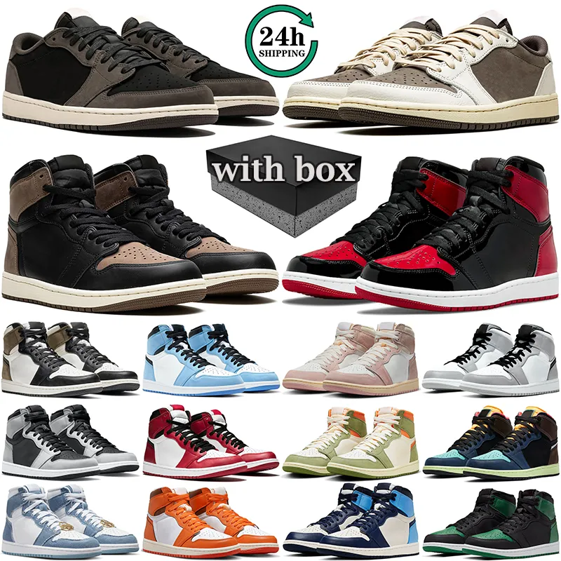 1 1s heren dames basketbalschoenen hoog laag Omgekeerd Mokka Neutraal Olijf Zwart Donker Universiteitsblauw Bred Patent Toe Palomino Pine Green heren sneakers