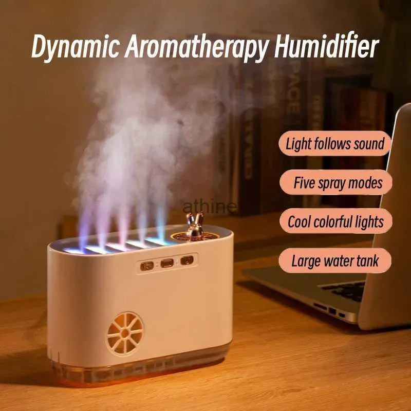 Nawilżacze 700 ml dużej pojemności Aromaterapy powietrza nawilżacz 5 Dysza Dysza ciężka mgła dyfuzor mgły USB z muzyką rytmią nawilżacze YQ240122