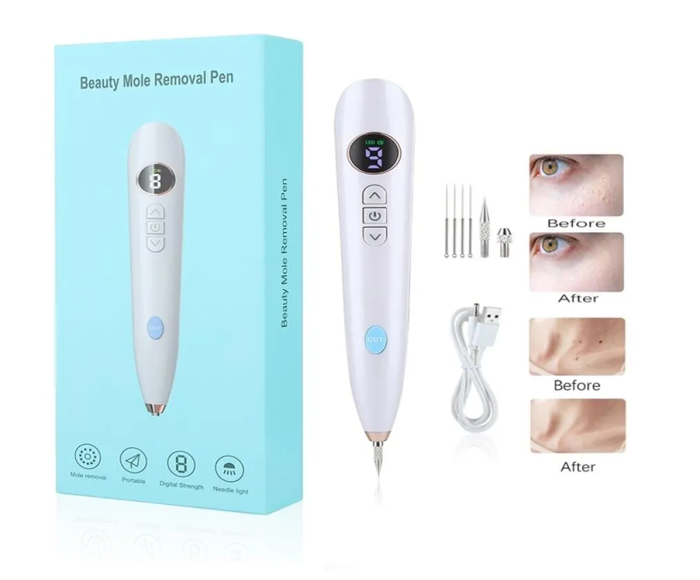 Stylo d'élimination des taches de rousseur de tatouage de taupe LCD professionnel lumière LED balayage tache verrue maïs foncé dissolvant 9 vitesses outil d'aiguille de soin de la peau 2207112402667