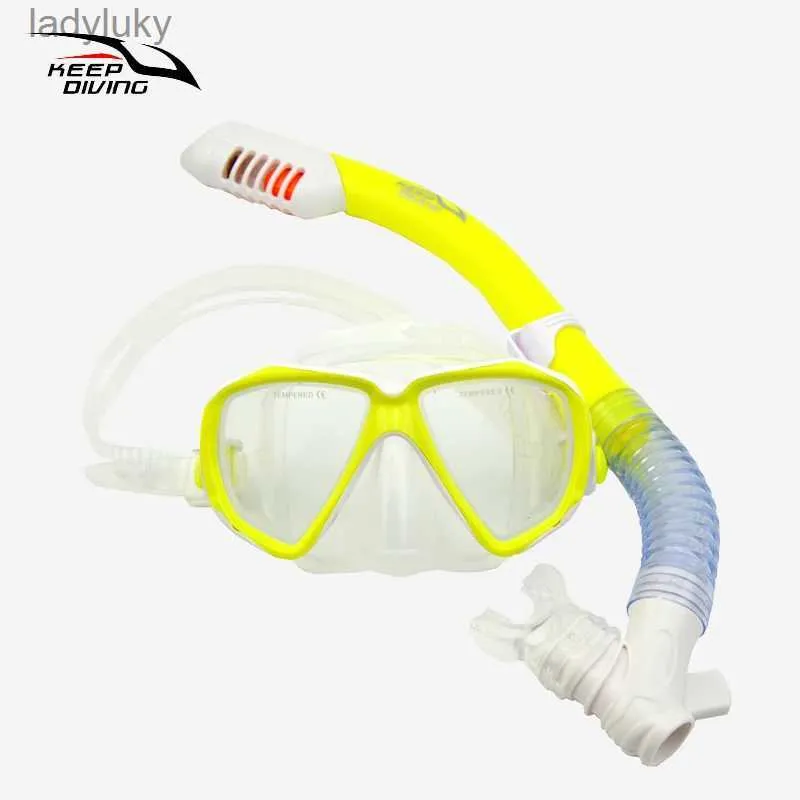 Diving Masks 7-14 Years Old Kids Full Dry Silicone Diving Mask Snorkel Set Children Special Snorkeling Tube EquipmentL240122